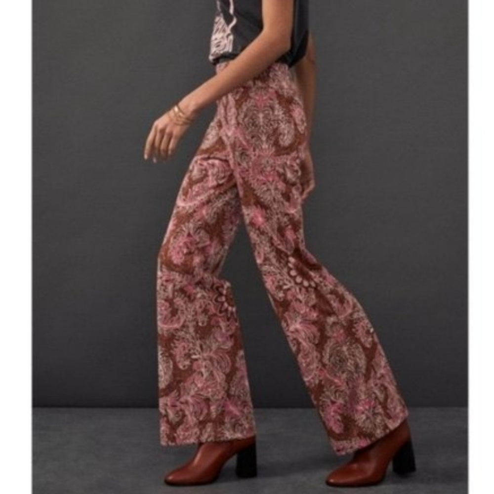 Maeve Pink and Brown Paisley Pants